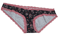 Fancy Mesh Printed Bikini Lacely Panty (Black With Pink)