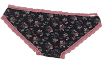 Fancy Mesh Printed Bikini Lacely Panty (Black With Pink)