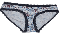 Fancy Mesh Printed Bikini Lacely Panty- White With Blue & Red