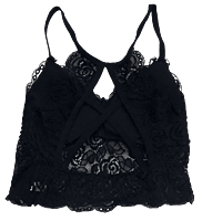 Fancy Netted Padded Sports Bra - Black