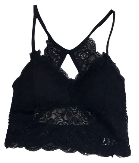 Fancy Netted Padded Sports Bra - Black