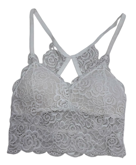 Fancy Netted Padded Sports Bra - White