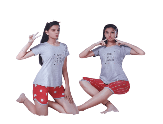 Jinal Nightsuit (RED WITH GREY) Jinal Nightsuit (RED WITH GREY)