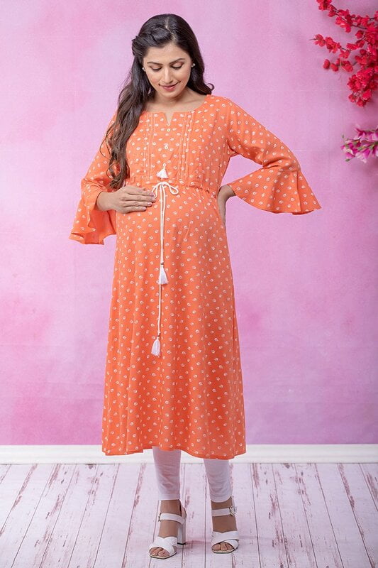 Maybell Feeding Kurti (Orange) Maybell Feeding Kurti (Orange)