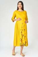 Young Mother Maternity & Nursing Fish print Kurta-Yellow Young Mother Maternity & Nursing Fish print Kurta-Yellow
