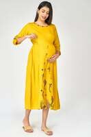 Young Mother Maternity & Nursing Fish print Kurta-Yellow Young Mother Maternity & Nursing Fish print Kurta-Yellow