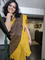 Yellow Black Combo Soft Cotton - Hand Crafted Saree