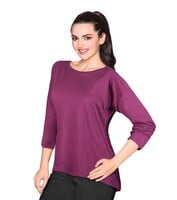 Enamor E037 3/4 Sleeve With Crew Neck (Wine)