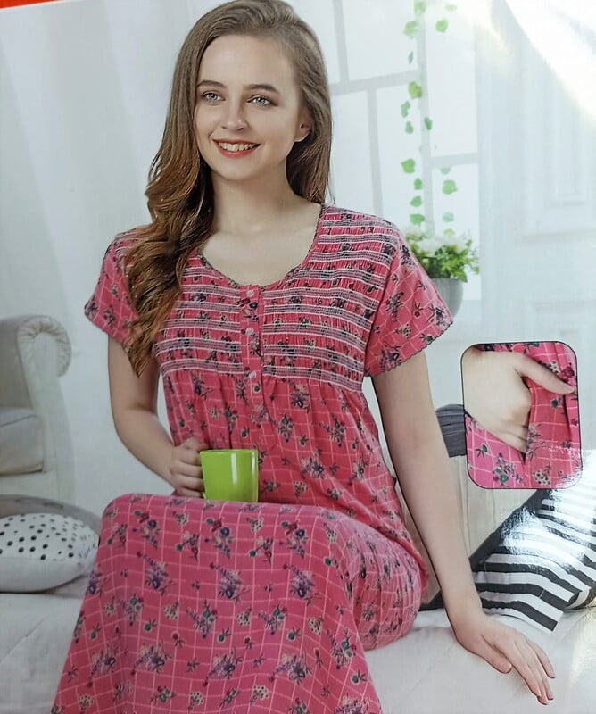 Minelli Alpine Nightdress -Smocking Yellow Flowers Minelli Alpine Nightdress -Smocking Yellow Flowers