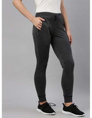 Women's Charcoal Color Narrow Bottom Track Pant With Side Pockets