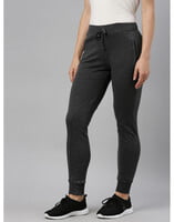 Women's Charcoal Color Narrow Bottom Track Pant With Side Pockets