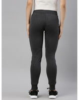 Women's Charcoal Color Narrow Bottom Track Pant With Side Pockets