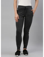 Women's Charcoal Color Narrow Bottom Track Pant With Side Pockets